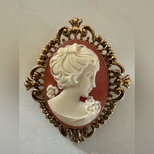 Vintage Avon Cameo Brooch with Gold Frame